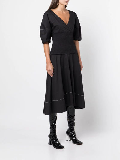Shop Proenza Schouler White Label Smocked Poplin Dress In Black
