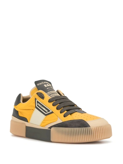 Shop Dolce & Gabbana Miami Low-top Mesh Sneakers In Yellow