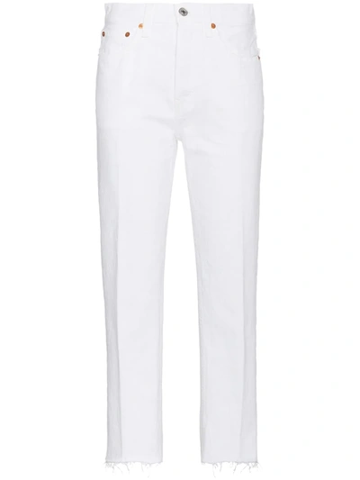 Re/done High Rise Rigid Stove Pipe Jeans White 28 In White