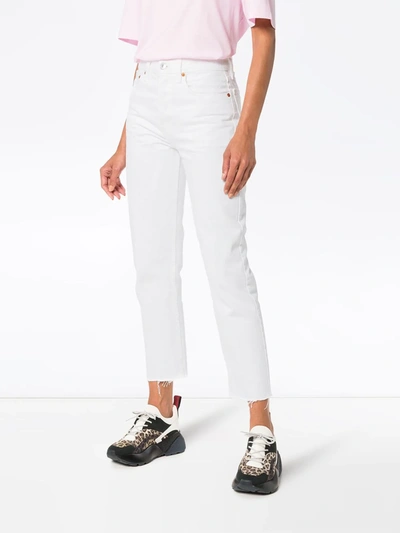 Re/done High Rise Rigid Stove Pipe Jeans White 28 In White