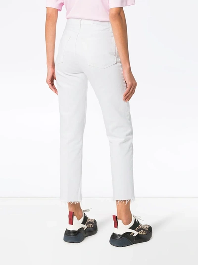 Re/done High Rise Rigid Stove Pipe Jeans White 28 In White