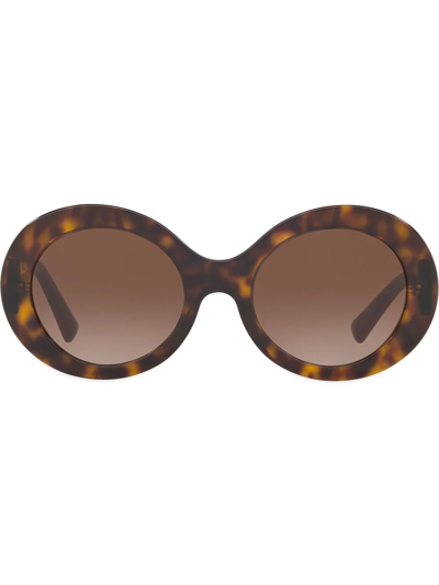 Shop Valentino Oversized Round-frame Sunglasses In Brown