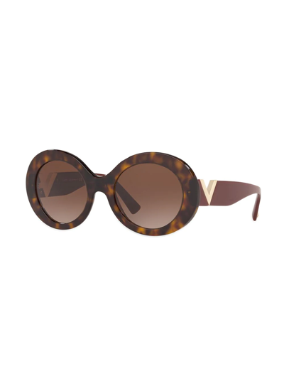 Shop Valentino Oversized Round-frame Sunglasses In Brown