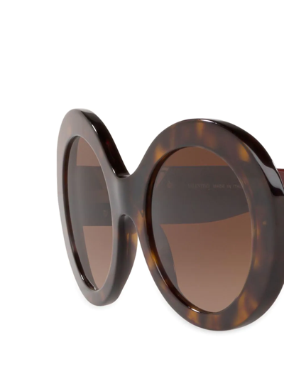 Shop Valentino Oversized Round-frame Sunglasses In Brown