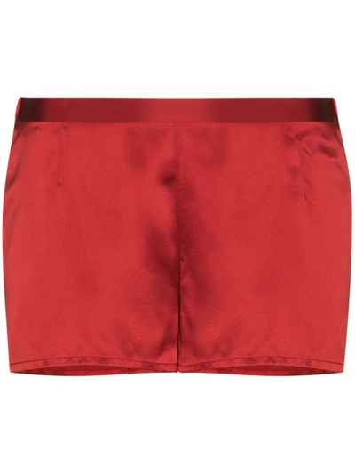 Shop La Perla Silk Pyjama Shorts In Red