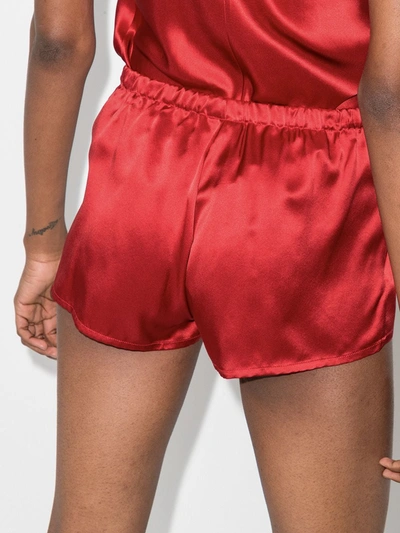 Shop La Perla Silk Pyjama Shorts In Red