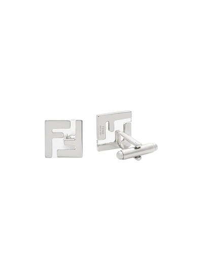 Shop Fendi Ff Square Cufflinks In White