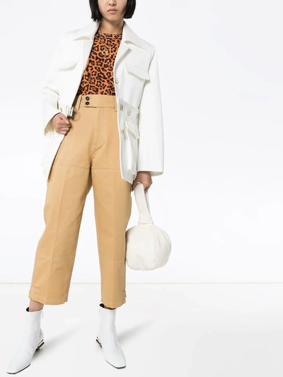 Shop Marni High Waist Tapered Trousers In Neutrals