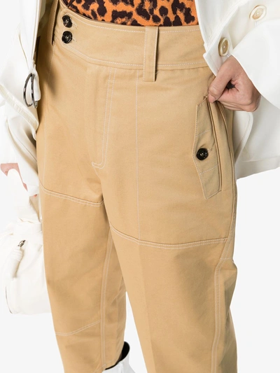 Shop Marni High Waist Tapered Trousers In Neutrals