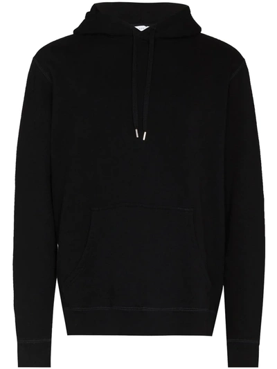 Sunspel Black Cotton Loopback Overhead Hoodie In Bkaa Black