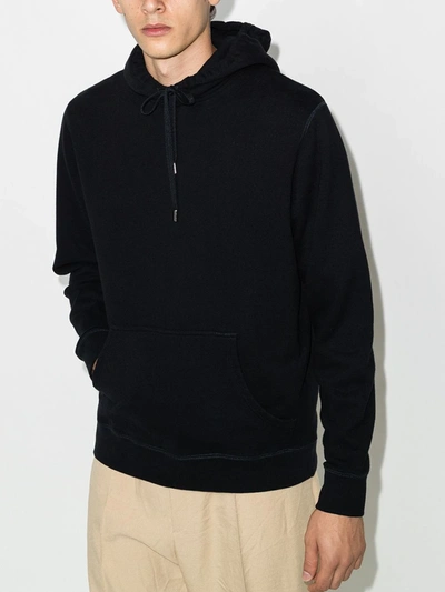 Sunspel Black Cotton Loopback Overhead Hoodie In Bkaa Black
