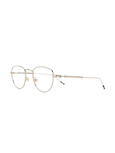 Montblanc Embossed Round Frame Glasses In Gold