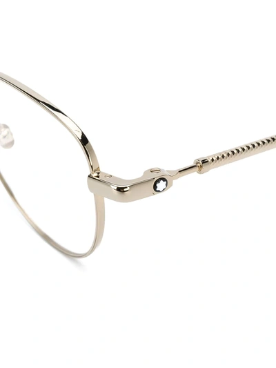 Montblanc Embossed Round Frame Glasses In Gold
