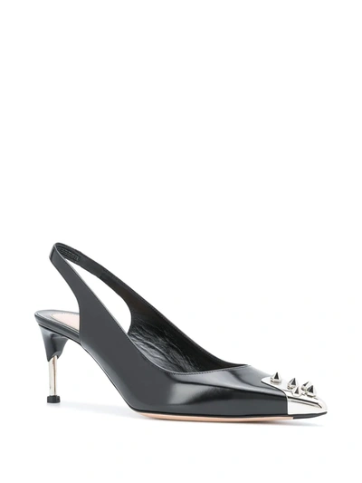 Shop Alexander Mcqueen Spike-stud Slingback Pumps In Black