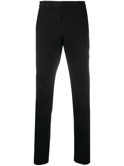 Shop Dondup Straight-leg Cotton Chinos In Black