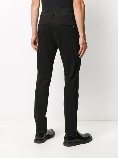 Shop Dondup Straight-leg Cotton Chinos In Black