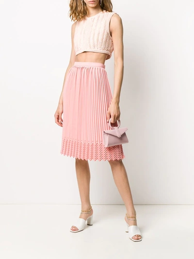 Shop Marco De Vincenzo Chevron Detail Pleated Skirt In Pink