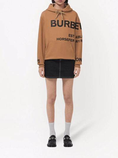 Shop Burberry Horseferry-print Cotton Oversized Hoodie In Braun