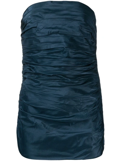 Pre-owned Saint Laurent 1970's Silk Draped Corset In Blue