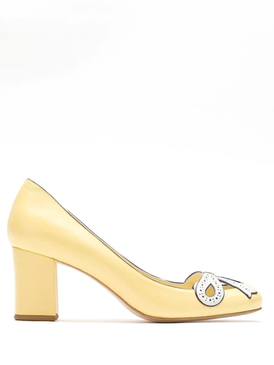 Shop Sarah Chofakian Audrey Leather Pumps In Yellow