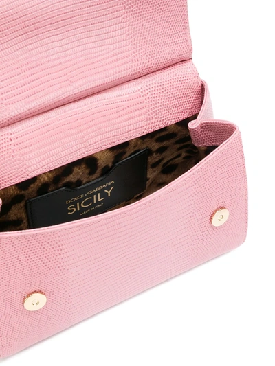 Shop Dolce & Gabbana Small Sicily Crystal Dg-logo Shoulder Bag In Pink