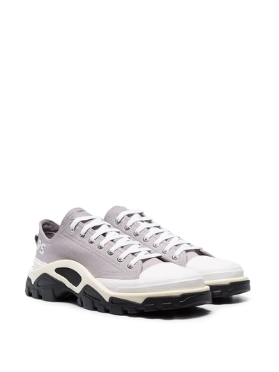 Shop Adidas Originals X Raf Simons Detroit Runner Contrast Sole Low-top Cotton Sneakers In Grey