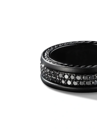 David Yurman Streamline Two-row Black Diamond Band Ring In Tbabd