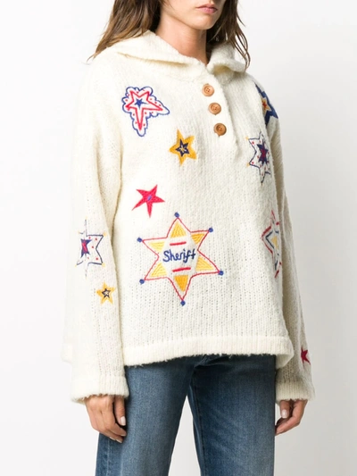 Shop Mira Mikati Sheriff Star Embroidered Hooded Jumper In Neutrals