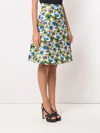 Amir Slama Printed A-line Skirt In White