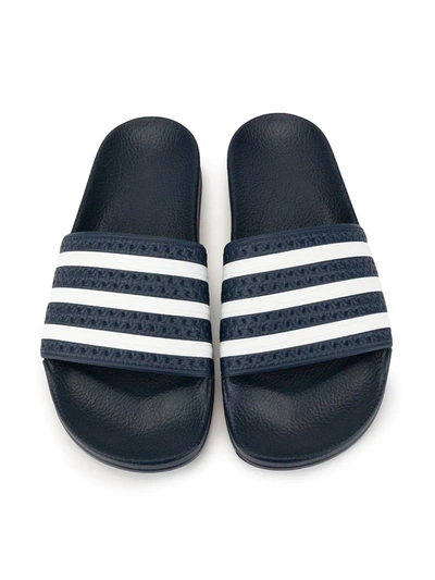 Shop Adidas Originals Teen Adilette Striped Slides In Blue