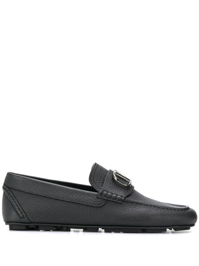 Shop Valentino Vlogo Driving Shoes In Black