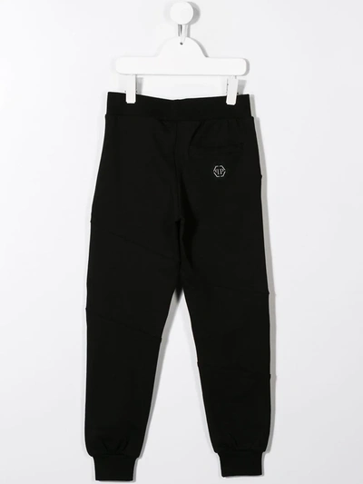 Shop Philipp Plein Junior Contrast Logo Track Pants In Black