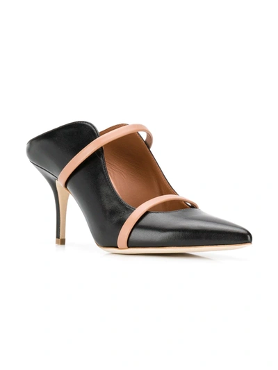 Malone Souliers Pointed Thin Belt Muller High Heels In Black