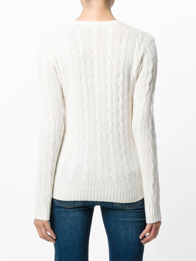 Shop Polo Ralph Lauren Cable Knit Jumper In White