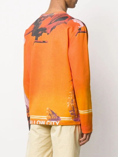 Shop Valentino Yellow City Printed Sweatshirt In Orange