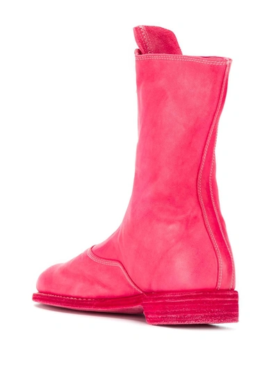 Guidi Zip-front Leather Boots In Pink