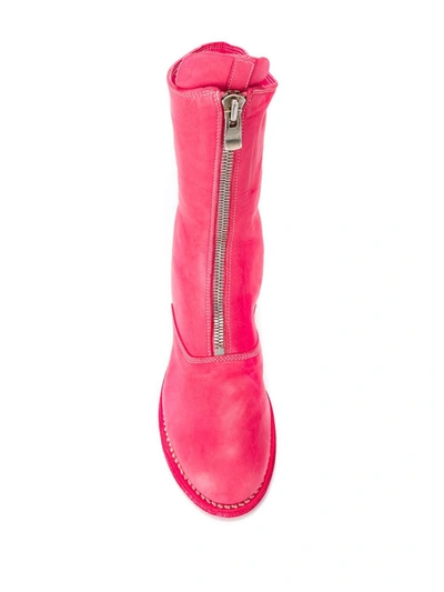 Guidi Zip-front Leather Boots In Pink