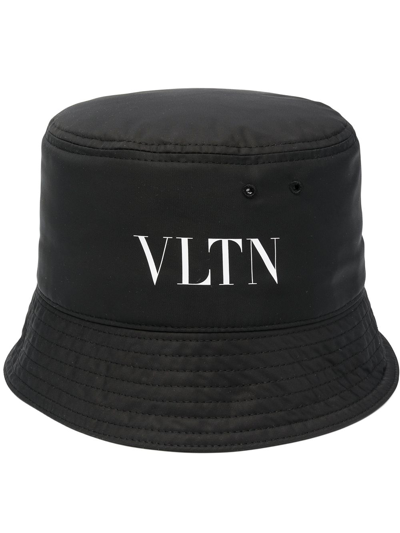Shop Valentino Logo Print Bucket Hat In Black