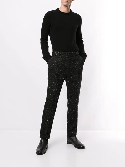 Saint Laurent Logo Patch Cashmere Jumper In Black