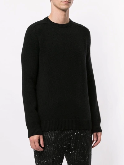 Saint Laurent Logo Patch Cashmere Jumper In Black