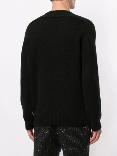 Saint Laurent Logo Patch Cashmere Jumper In Black