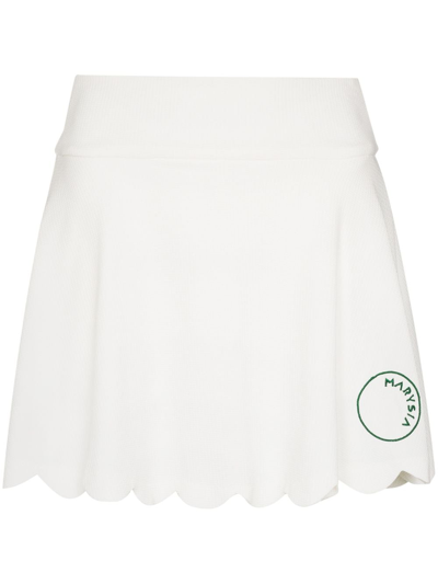 Shop Marysia Venus Scalloped Hem Mini Skirt In Weiss