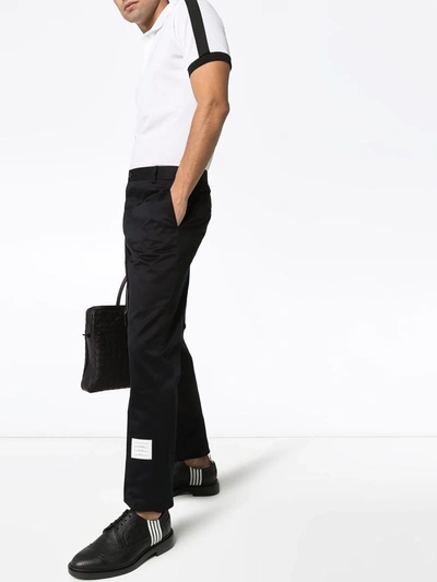 Thom Browne Tailored Straight Pants With Classic Waistband And Subtle Logo Detail In Blue
