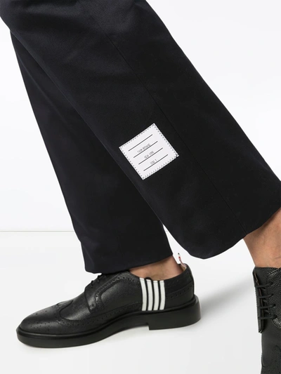 Thom Browne Tailored Straight Pants With Classic Waistband And Subtle Logo Detail In Blue