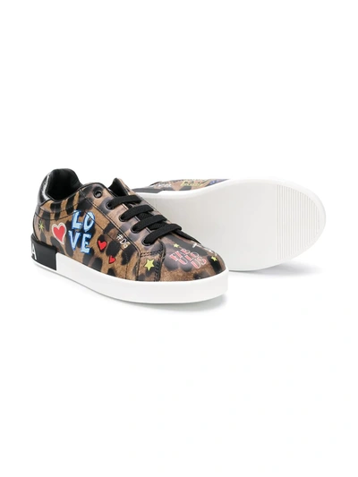 Shop Dolce & Gabbana Leopard Print Sneakers In Brown