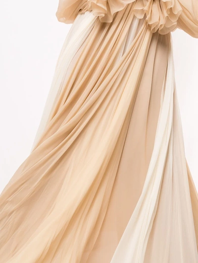 Shop Dolce & Gabbana Panelled Poet-sleeve Silk Gown In Neutrals
