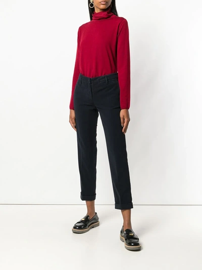 Shop Aspesi Cuff Cropped Trousers In Blue