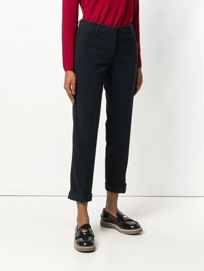 Shop Aspesi Cuff Cropped Trousers In Blue