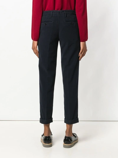 Shop Aspesi Cuff Cropped Trousers In Blue