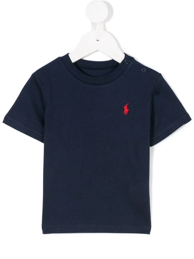 Shop Ralph Lauren Embroidered Logo T-shirt In Blue